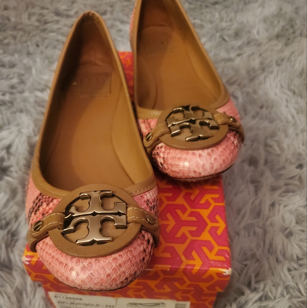 Tory Burch Snakeskin Leather Ballet Flats Size 10 1/2M